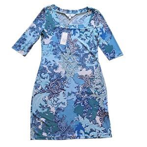 Jean-Pierre Klifa Paisley Fairy Square Neck Denim Multi- Color NWT